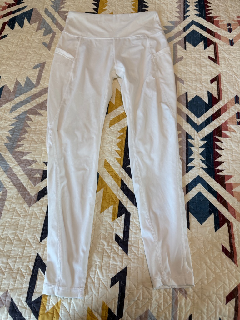 Medium White NylonLycra Athletic Leggings